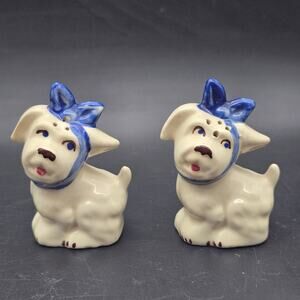 Shawnee Pottery Muggsy Dog Salt and Pepper Shakers White Dog